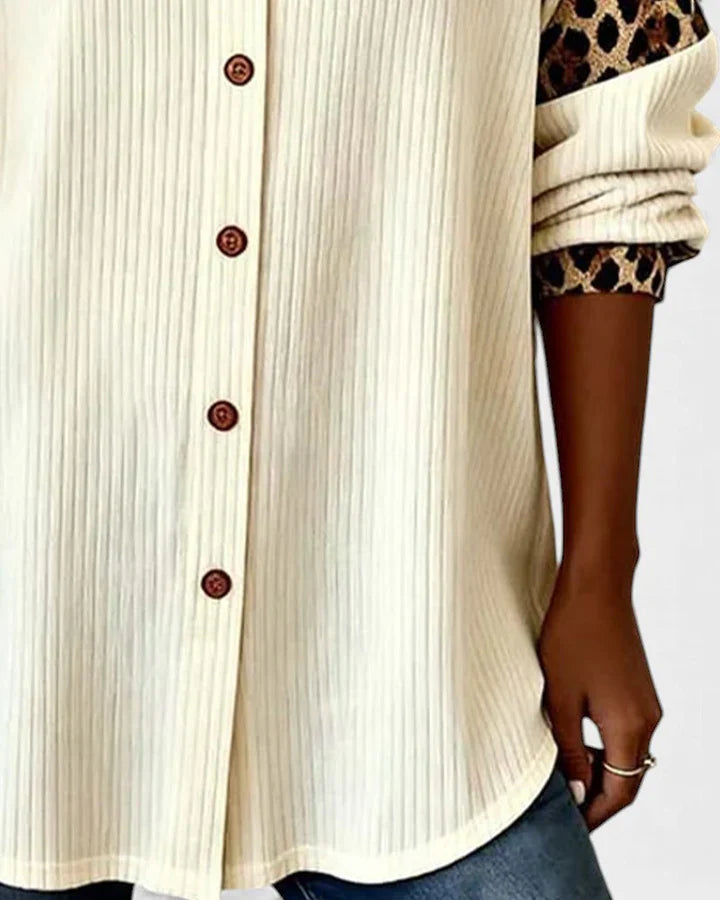 Arella™ | Elegant Printed Button-Down Blouse