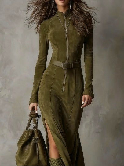 Vélin™ | Alessia Suede Long Dress