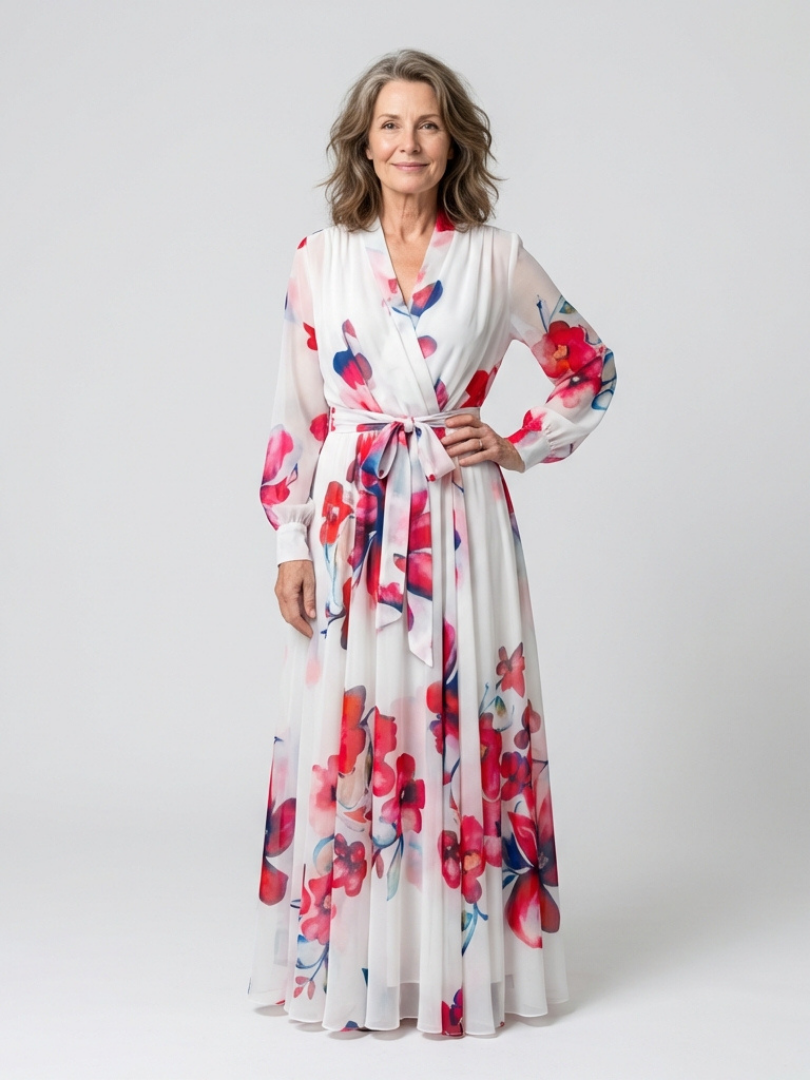 Lillian | Elegant Floral Wrap Maxi Dress