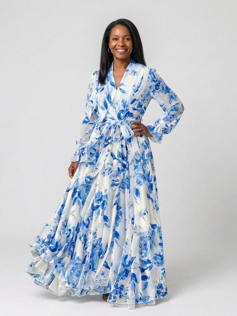 Lillian | Elegant Floral Wrap Maxi Dress