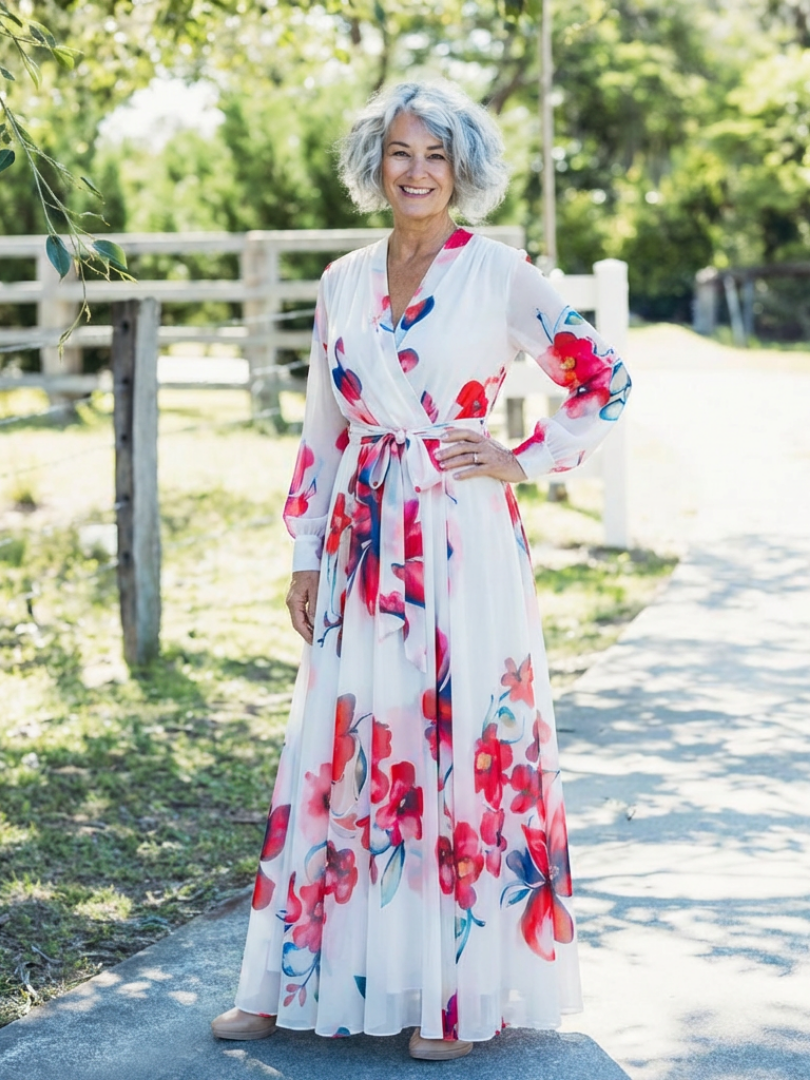 Lillian | Elegant Floral Wrap Maxi Dress