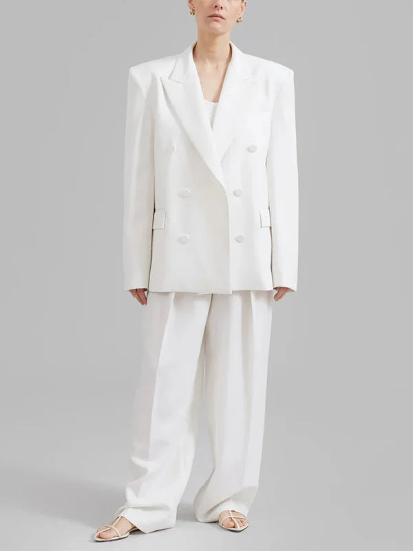 Vélin™ | White Oversized Double-Breasted Blazer