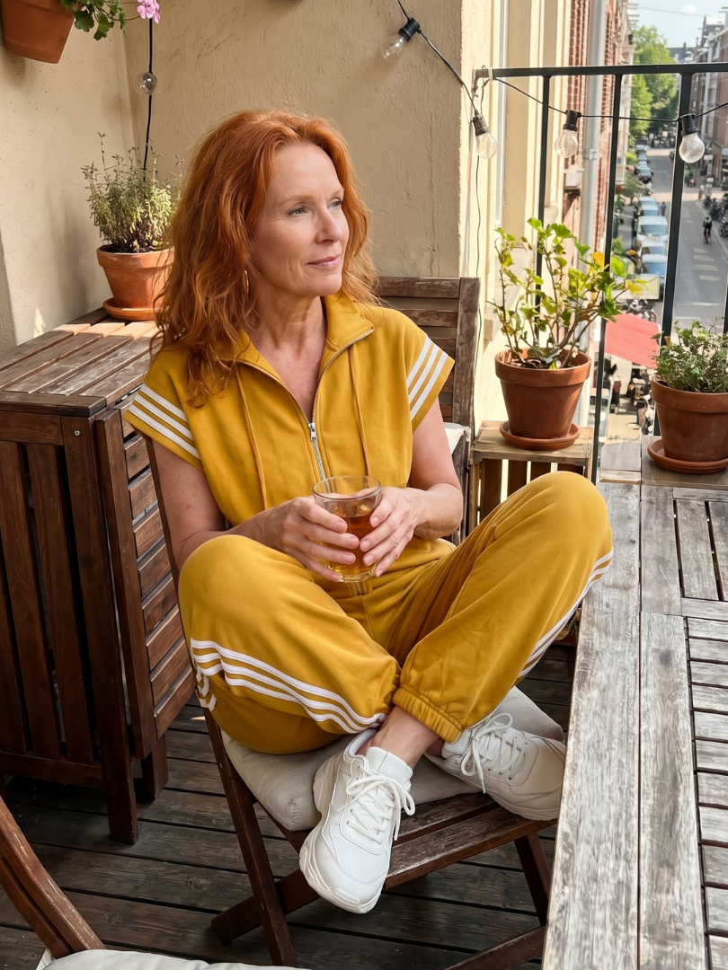 Lark | Elegant Stripe Panel Jumpsuit with Zip Detail