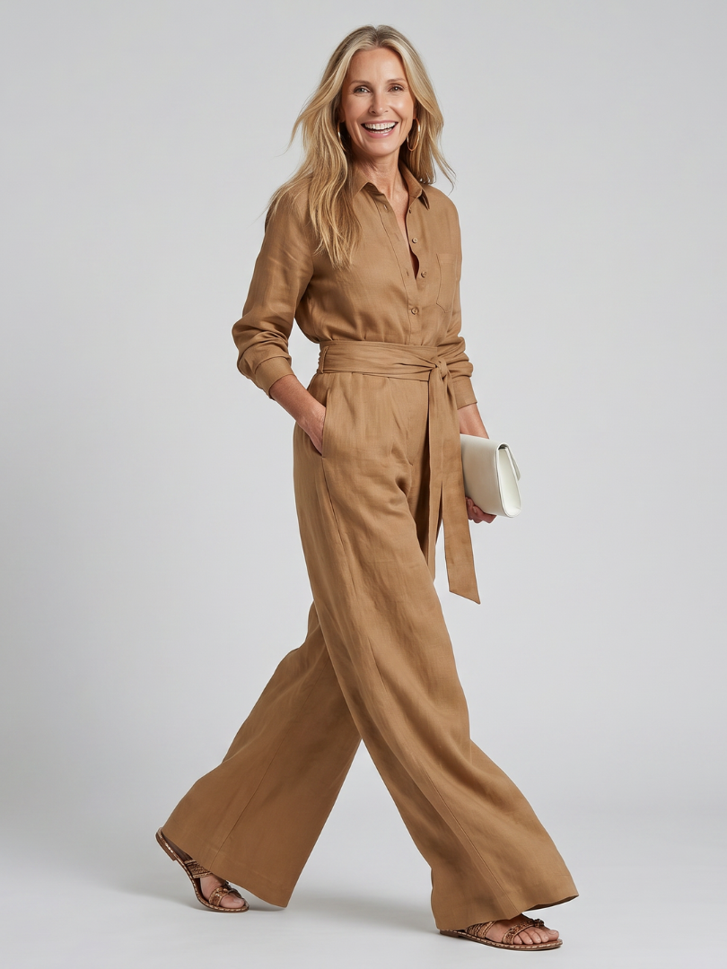 Jovie | Elegant Long Sleeve Wide Leg Jumpsuit