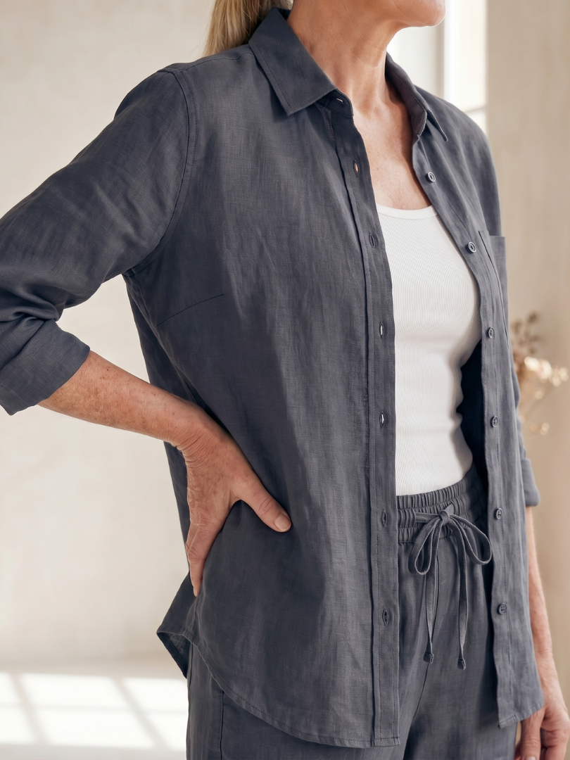 Noor | Elegant Long Sleeve Shirt and Tapered Pants Ensemble