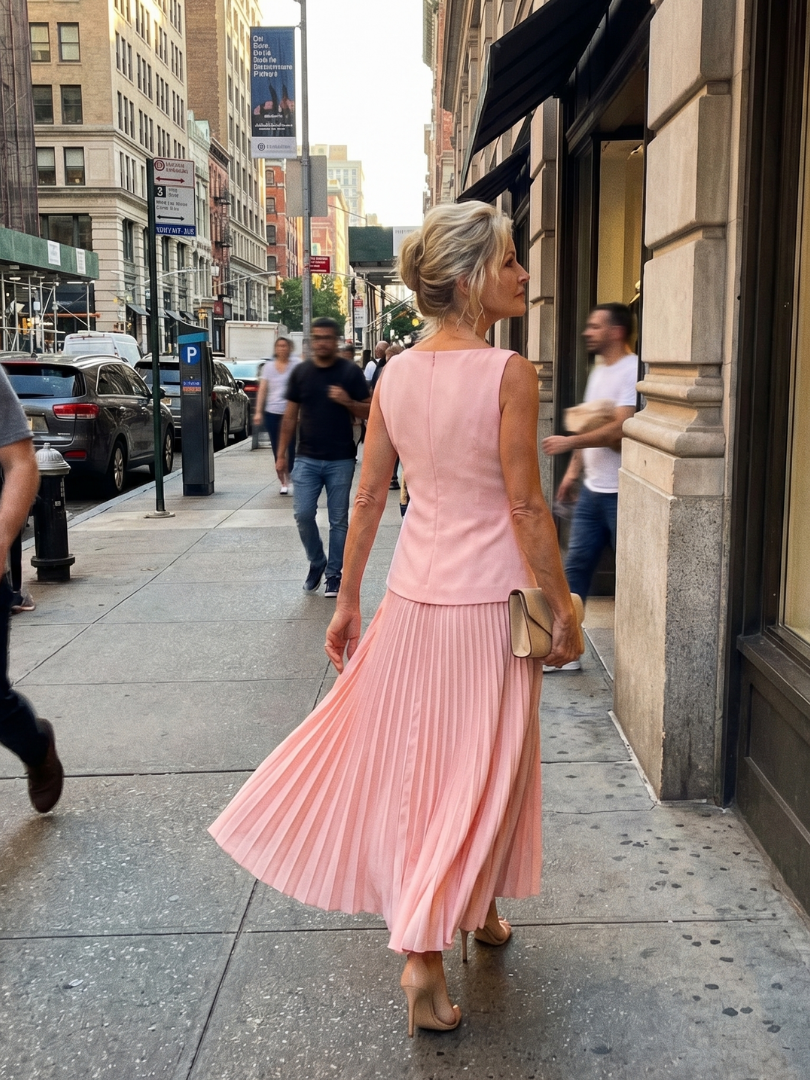 Rhodes | Elegant Pleated Skirt and Structured Bodice Ensemble
