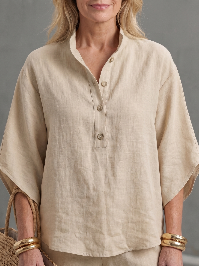 Amity | Elegant Button-Front Tunic and Trouser Ensemble
