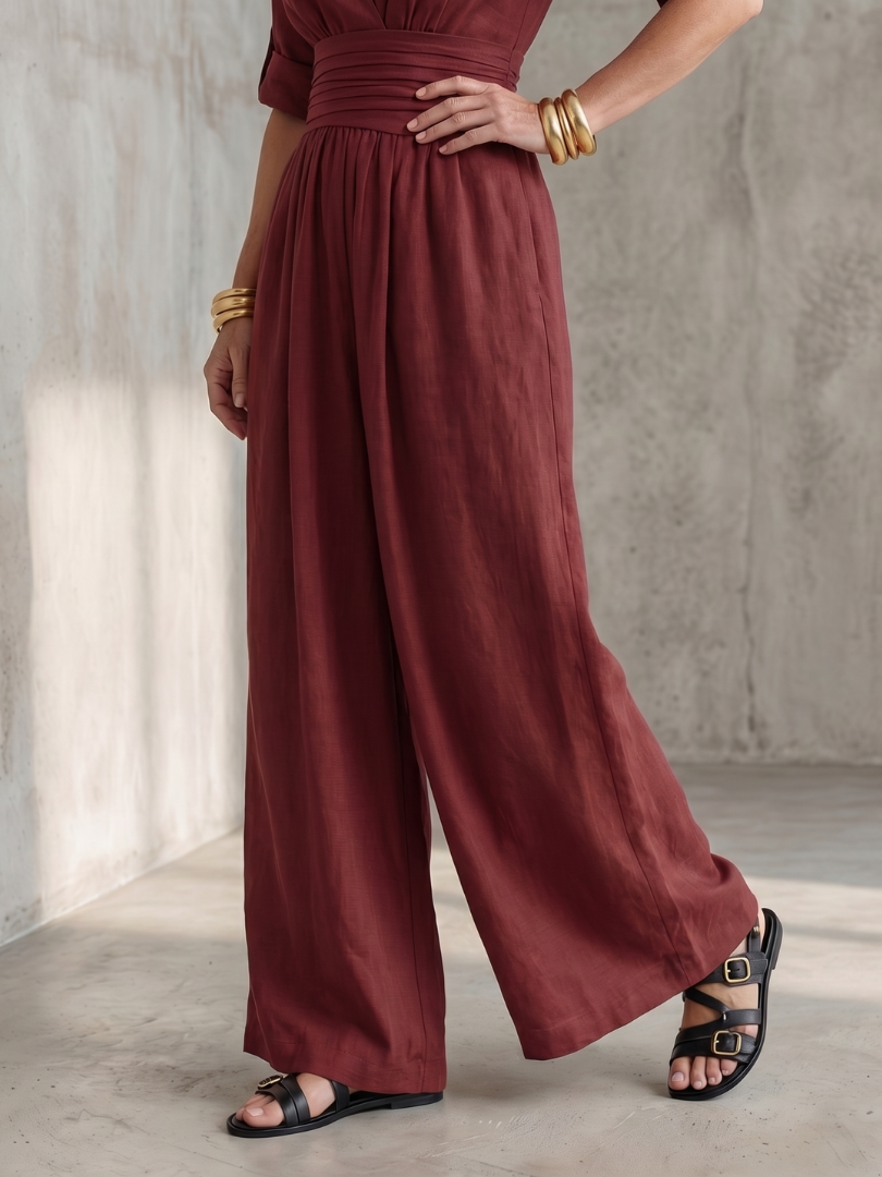 Wanda | Elegant Cross-Front Wide-Leg Jumpsuit