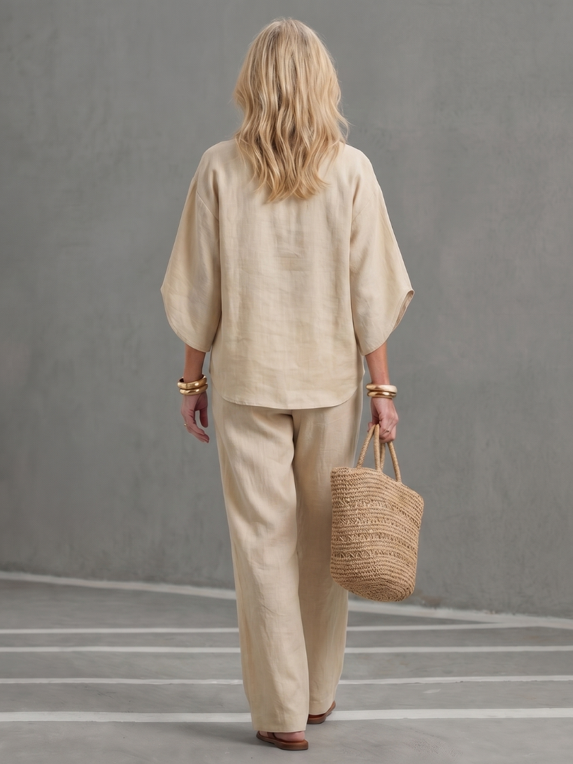 Amity | Elegant Button-Front Tunic and Trouser Ensemble