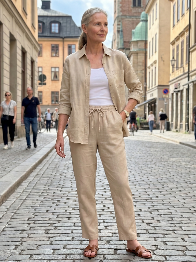 Noor | Elegant Long Sleeve Shirt and Tapered Pants Ensemble