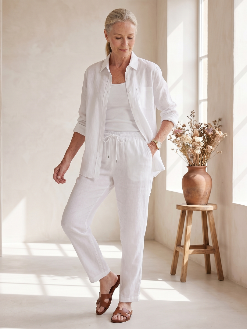 Noor | Elegant Long Sleeve Shirt and Tapered Pants Ensemble