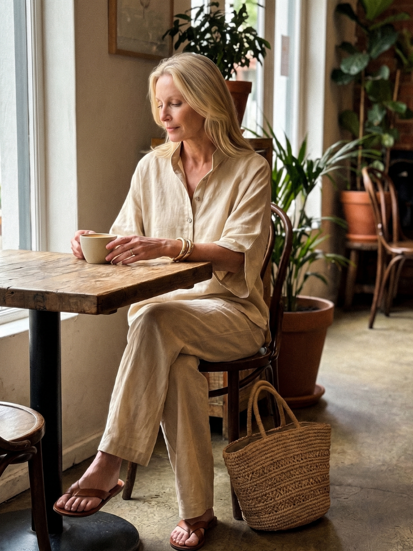 Amity | Elegant Button-Front Tunic and Trouser Ensemble