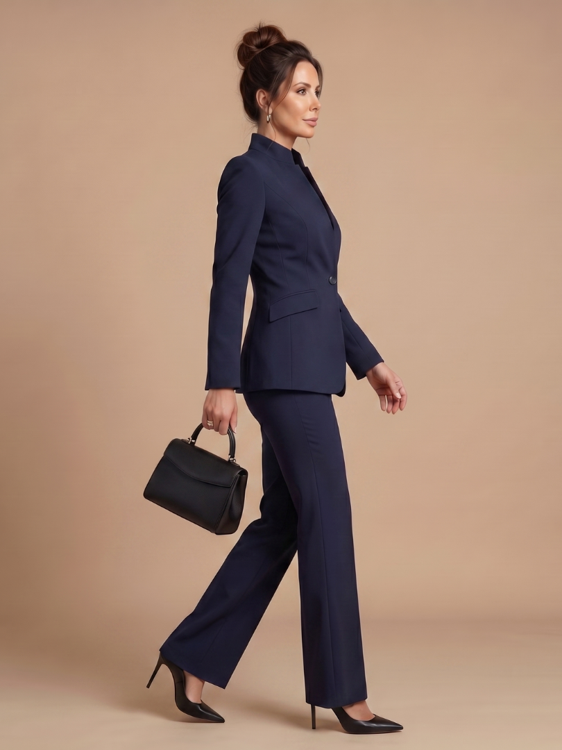 Delta | Elegant Tailored Suit with Structured Stand Collar