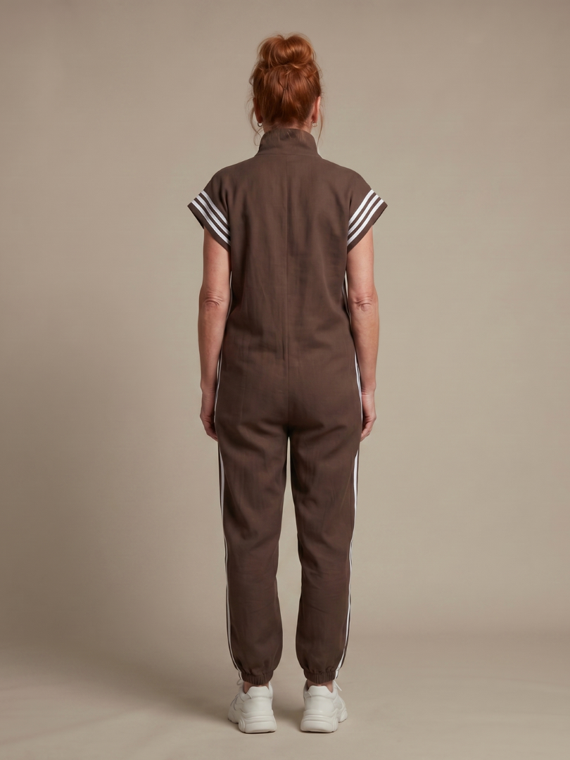 Lark | Elegant Stripe Panel Jumpsuit with Zip Detail