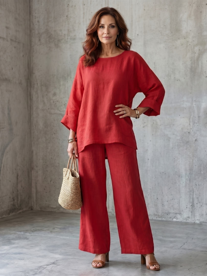 Prue | Elegant Oversized Tunic and Wide Leg Pant Ensemble