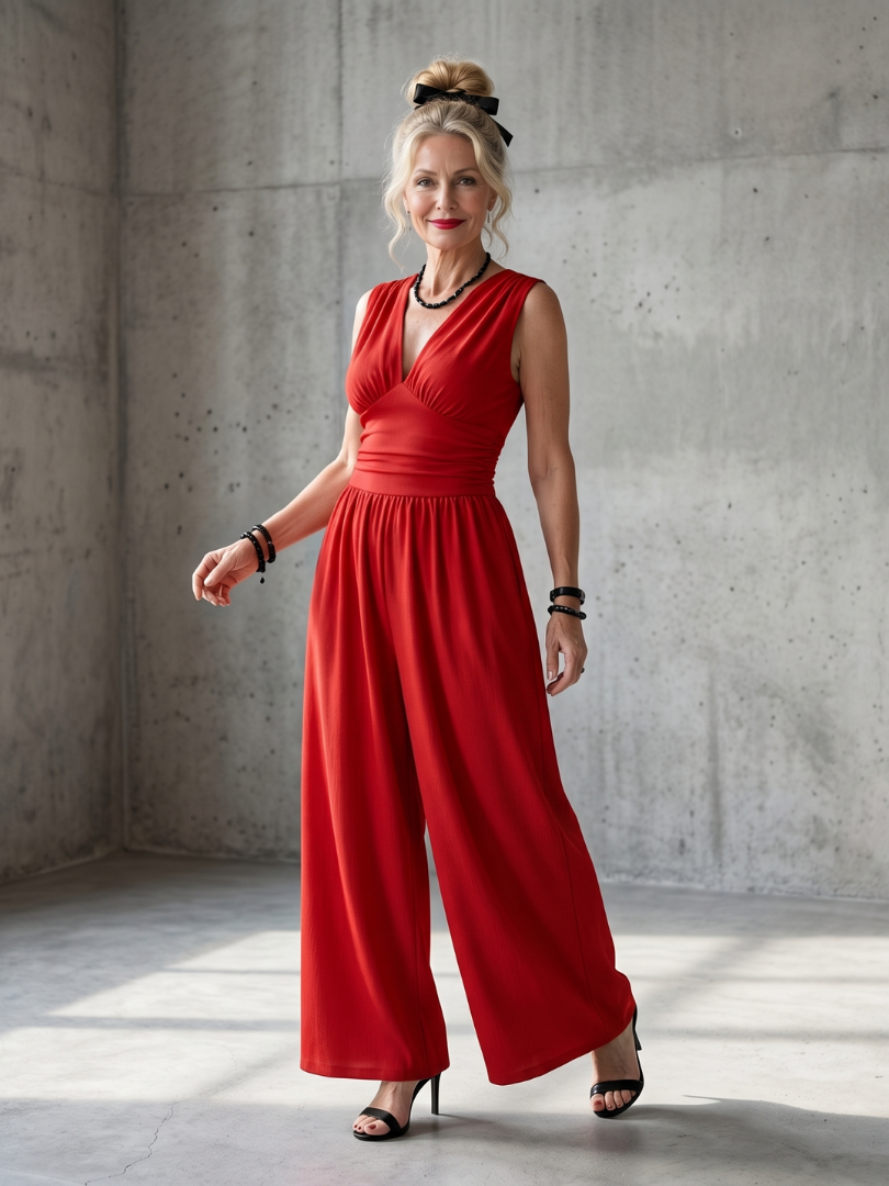 Vincenza | Elegant Deep V Wide Leg Jumpsuit