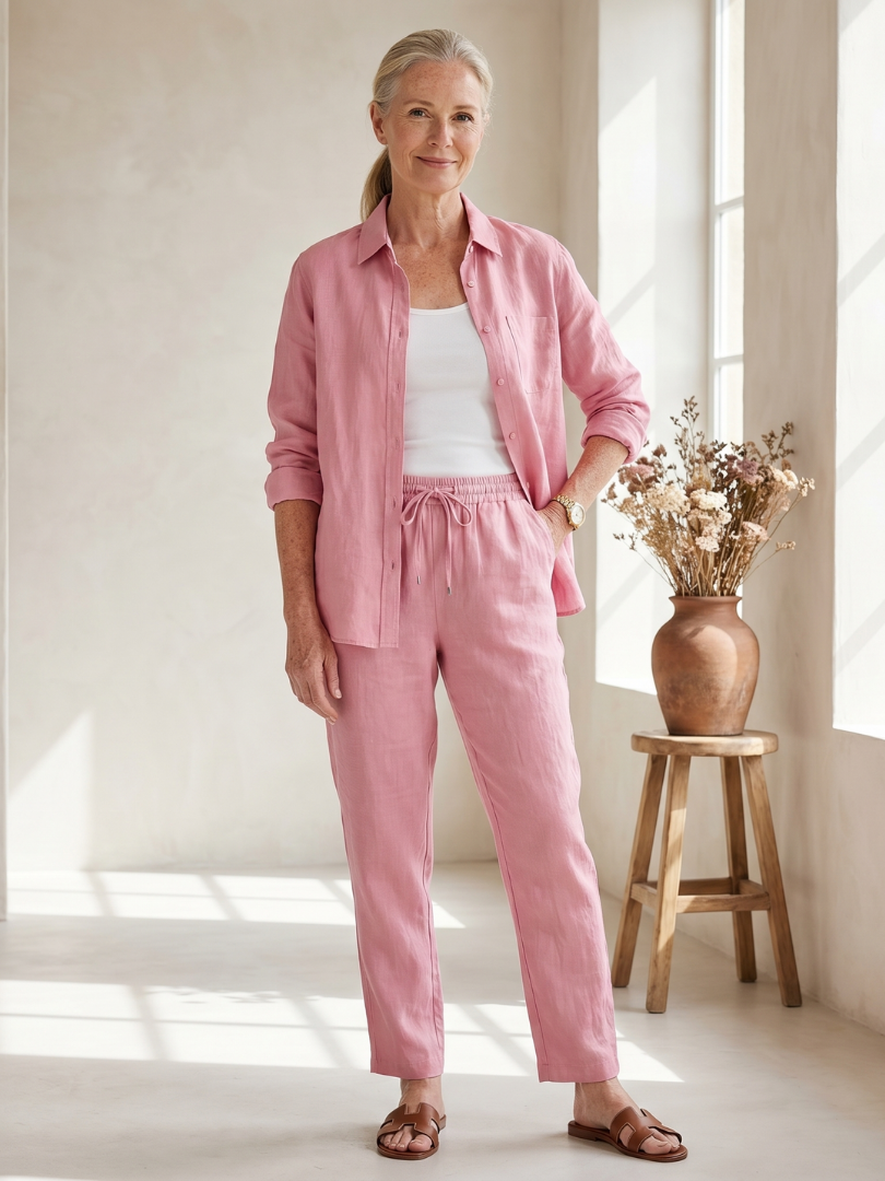 Noor | Elegant Long Sleeve Shirt and Tapered Pants Ensemble