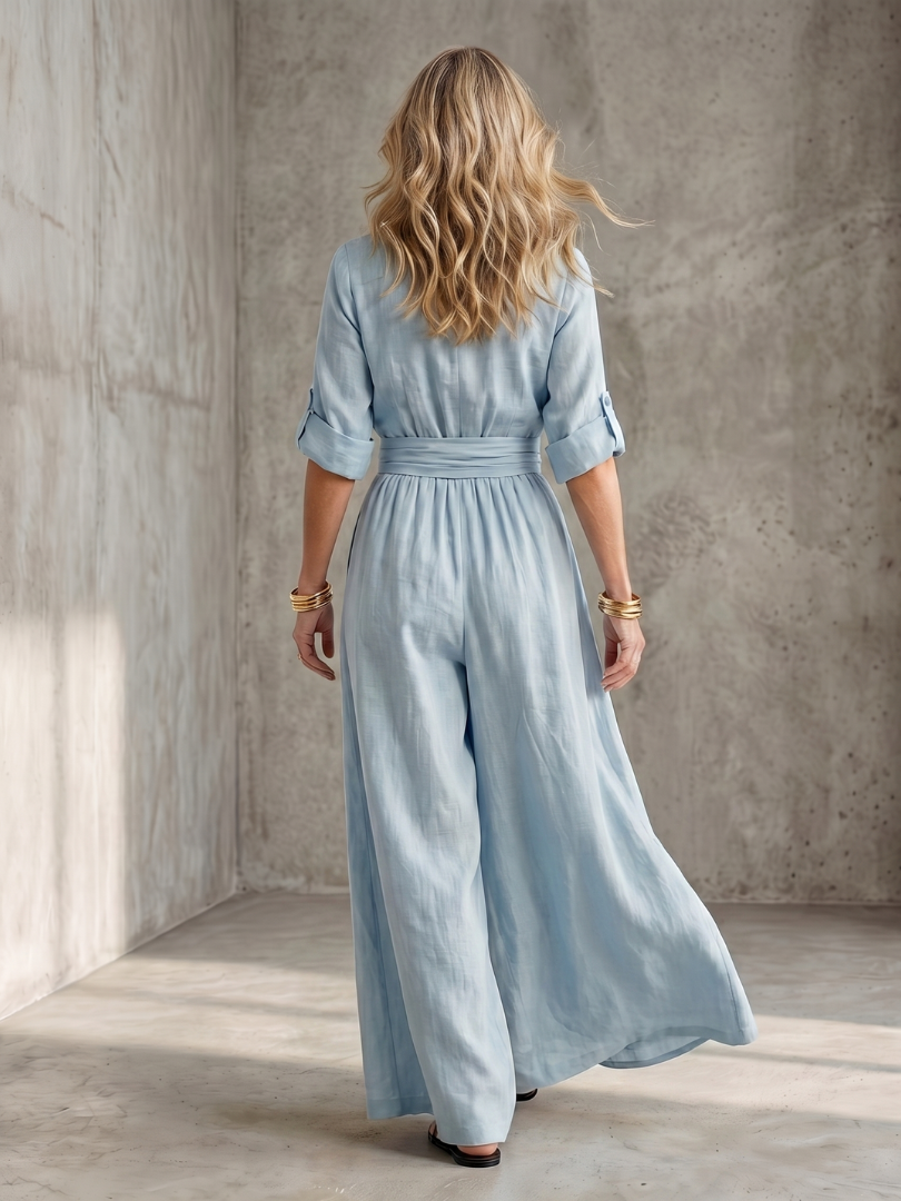 Wanda | Elegant Cross-Front Wide-Leg Jumpsuit