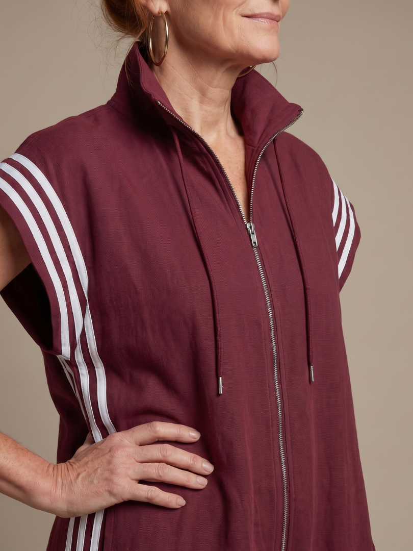 Lark | Elegant Stripe Panel Jumpsuit with Zip Detail
