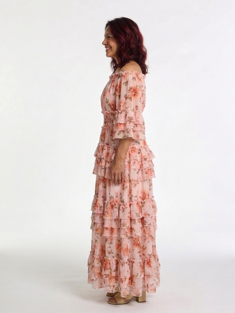 Rosalie | Off-Shoulder Floral Ruffle Maxi Dress