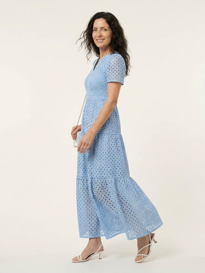 Brielle V-Neck Tiered Midi Dress