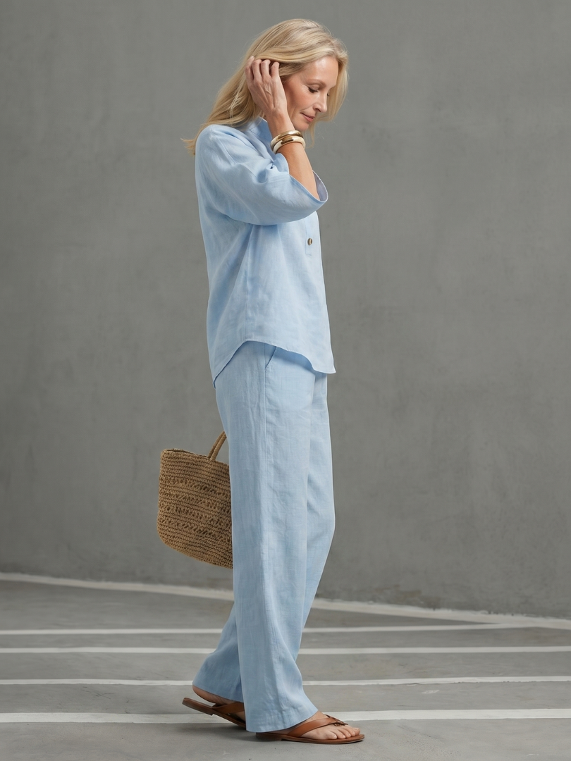 Amity | Elegant Button-Front Tunic and Trouser Ensemble