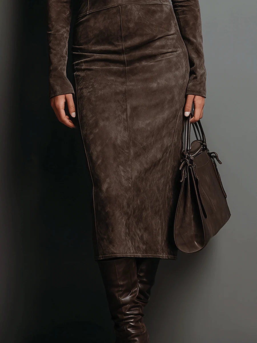 Vélin™ | Frosina Suede Midi Dress
