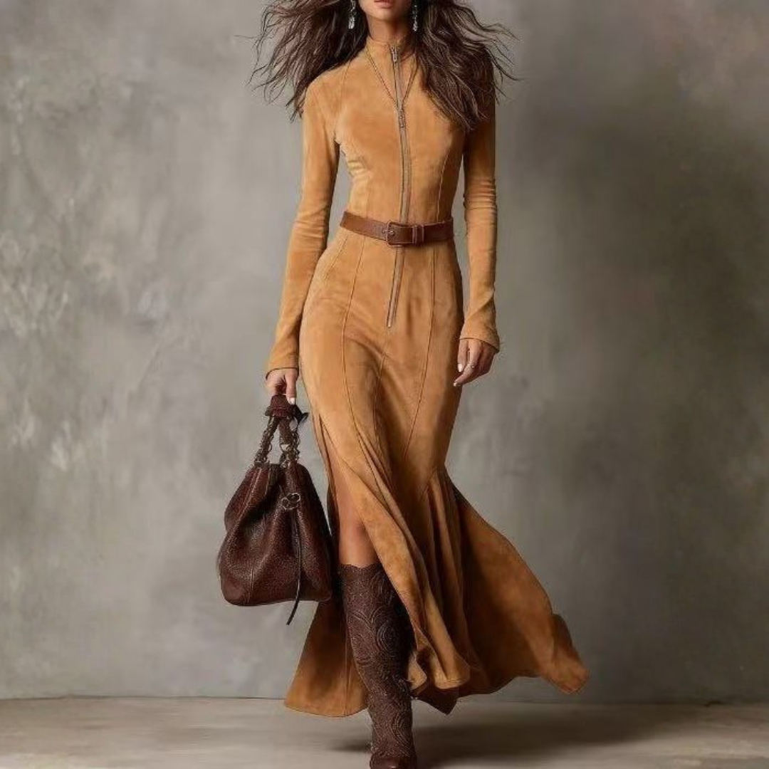 Vélin™ | Alessia Suede Long Dress