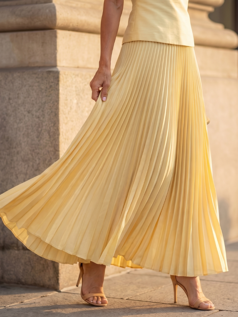Rhodes | Elegant Pleated Skirt and Structured Bodice Ensemble
