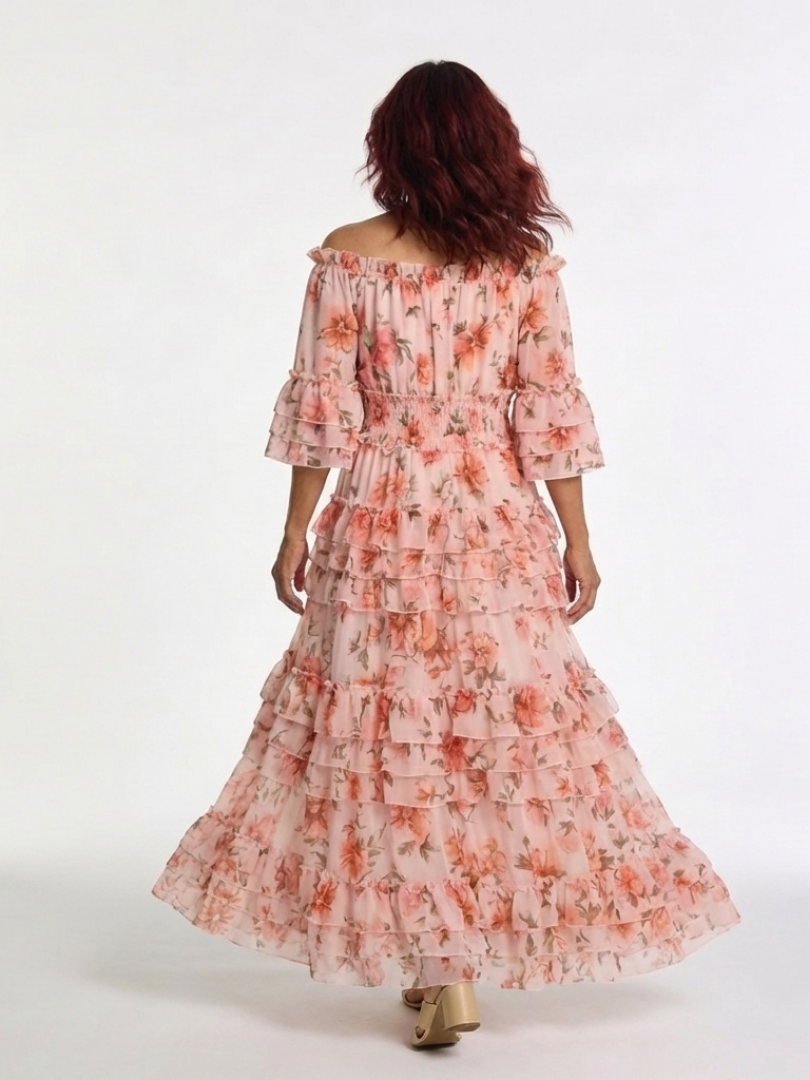 Rosalie | Off-Shoulder Floral Ruffle Maxi Dress