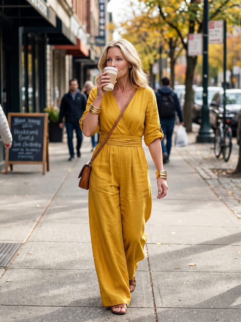 Wanda | Elegant Cross-Front Wide-Leg Jumpsuit