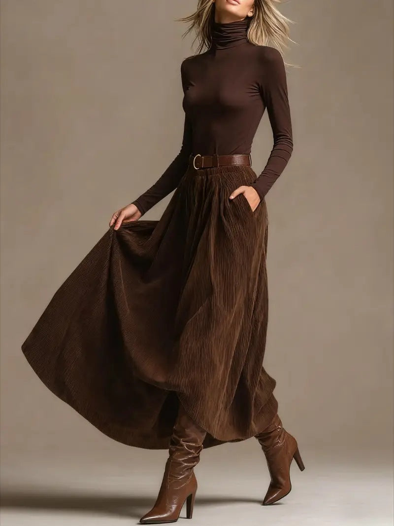 Vélin™ | Aveline Two-Piece Set (Turtleneck & Maxi Skirt)