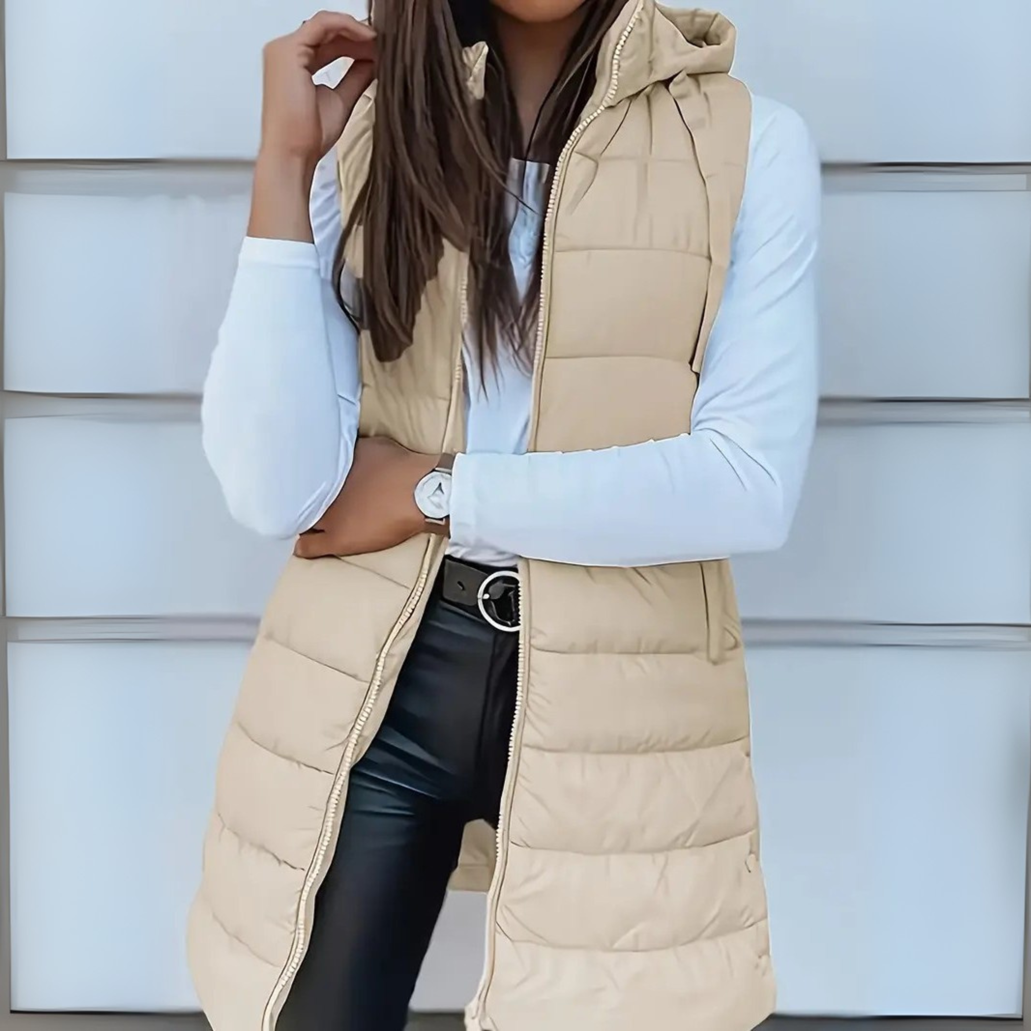 Vélin™ - Casual Sleeveless Hood Long Puffer Vest