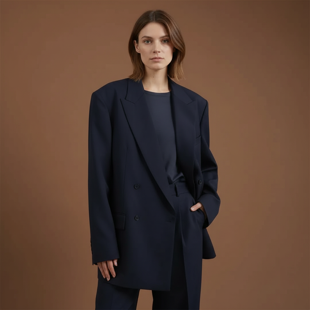 Vélin™ | Navy Blue Double-Breasted Blazer