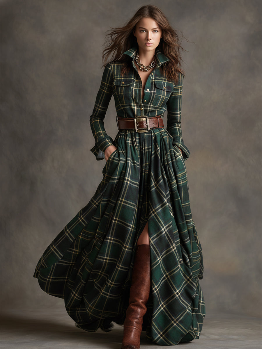 Giulietta – Plaid Maxi Shirt Dress