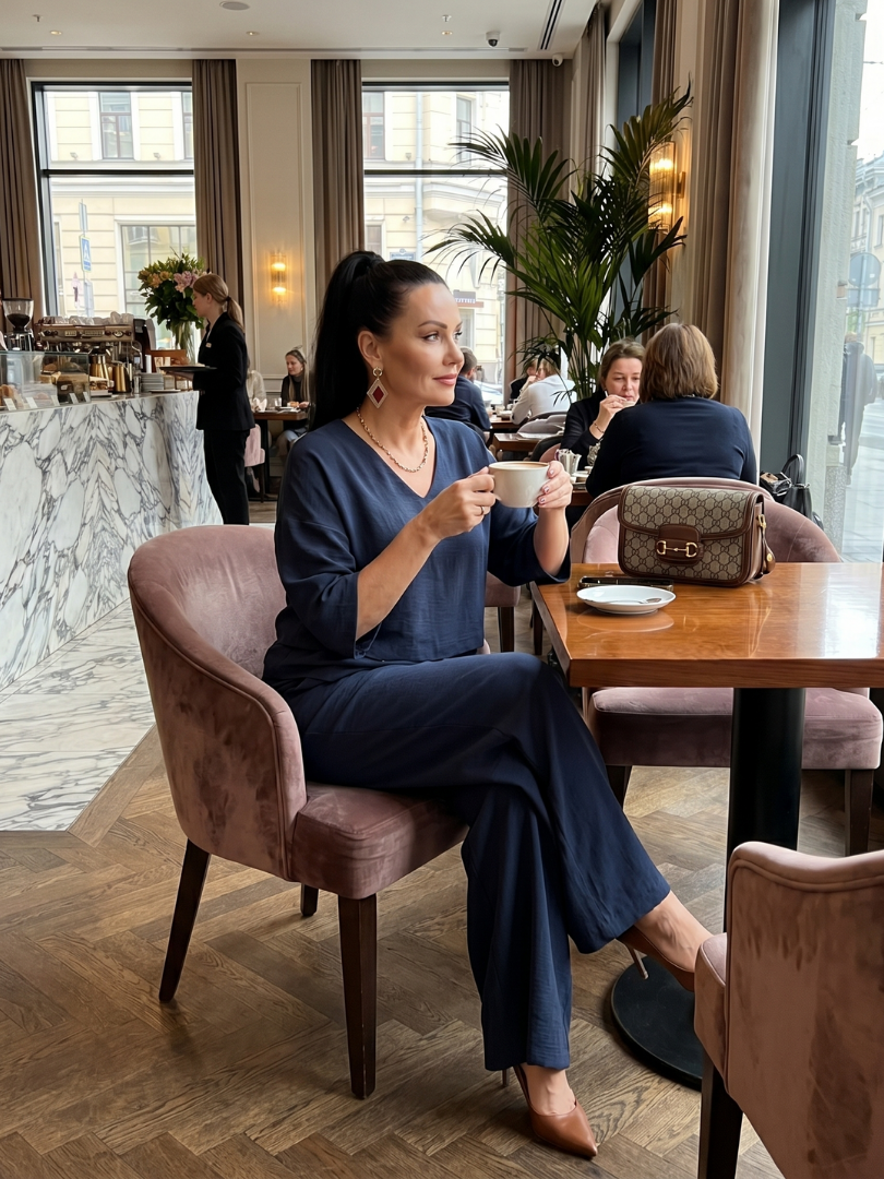 River | Elegant Layered Top with Wide Leg Trousers