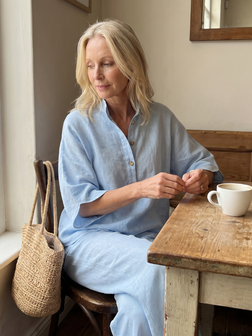 Amity | Elegant Button-Front Tunic and Trouser Ensemble