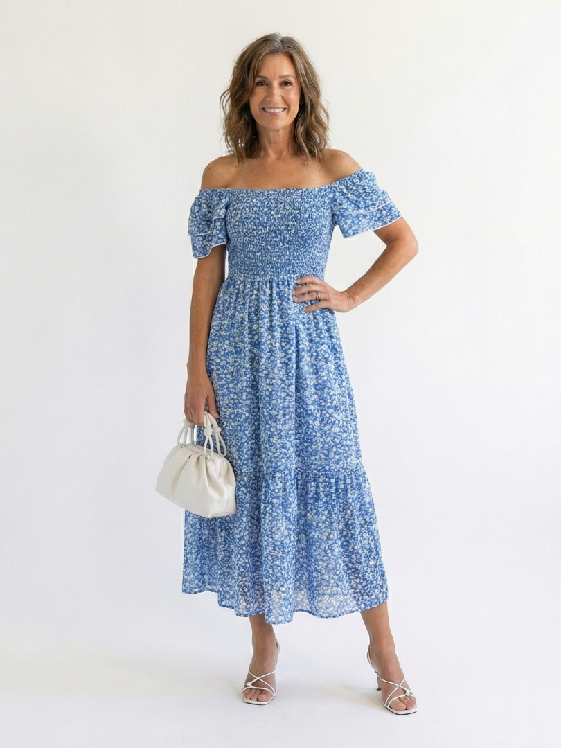 Odette | Off-Shoulder Floral Midi Dress