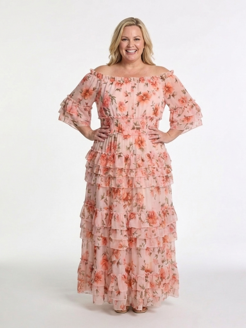 Rosalie | Off-Shoulder Floral Ruffle Maxi Dress