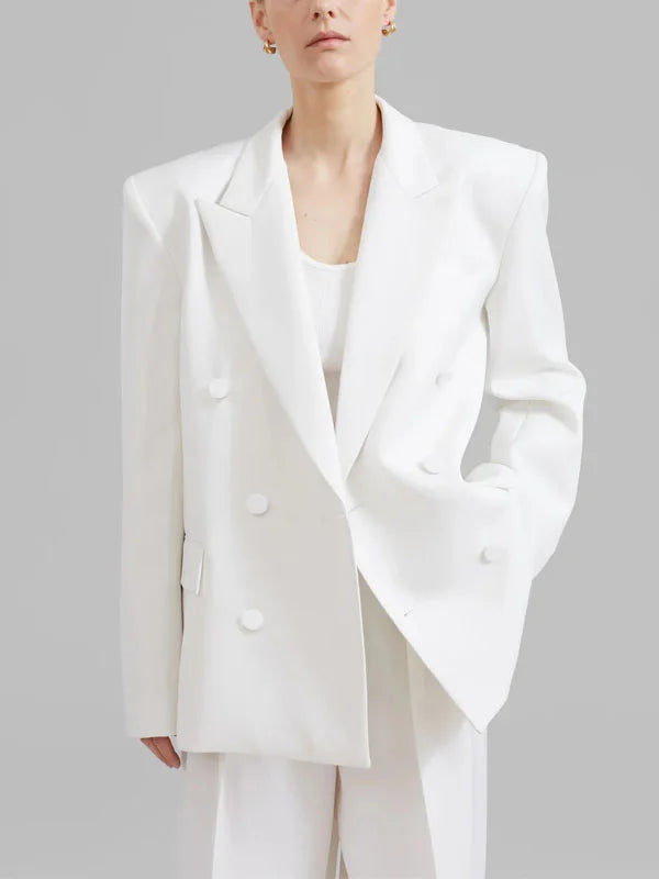 Vélin™ | White Oversized Double-Breasted Blazer