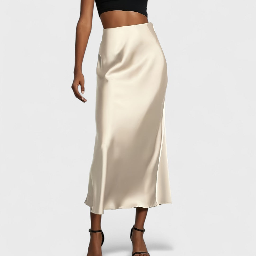 Vélin™ | Women’s High-Waisted Satin Midi Skirt