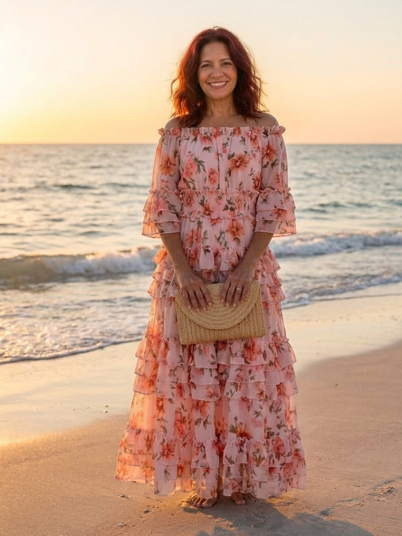 Rosalie | Off-Shoulder Floral Ruffle Maxi Dress
