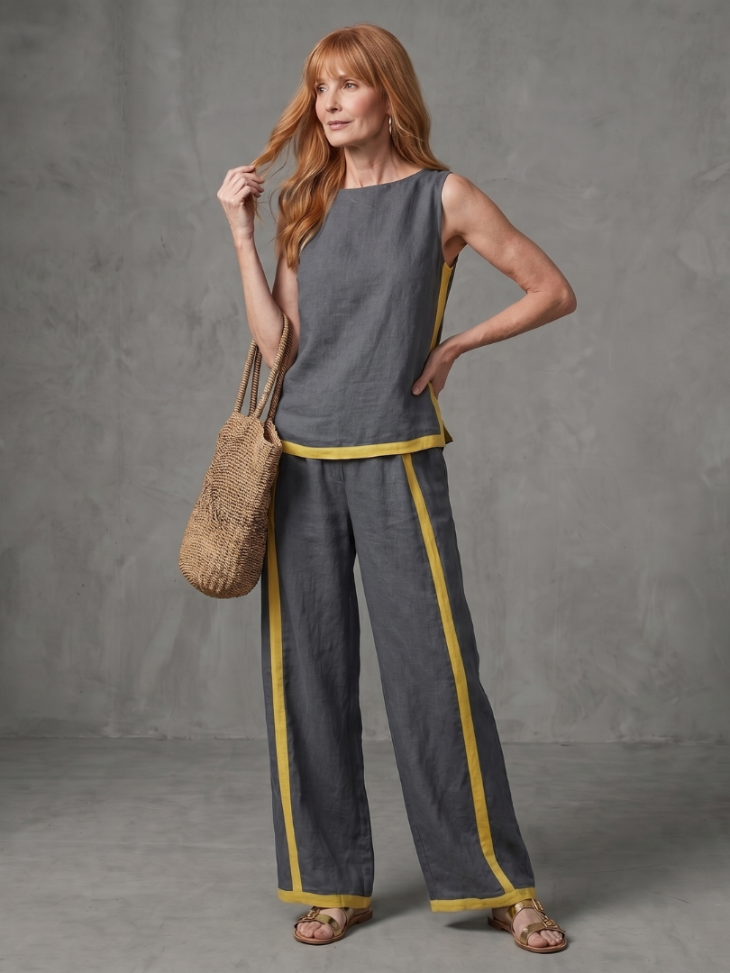 Inara | Elegant Sleeveless Top and Wide-Leg Pant Ensemble