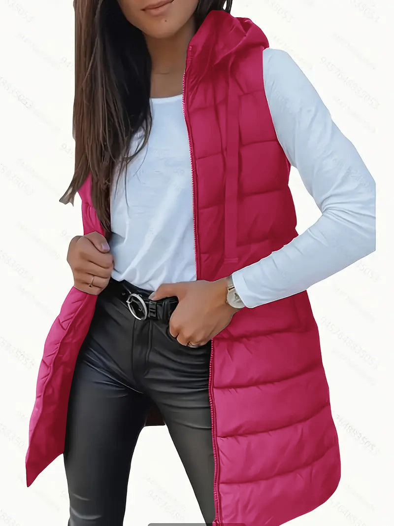 Vélin™ - Casual Sleeveless Hood Long Puffer Vest
