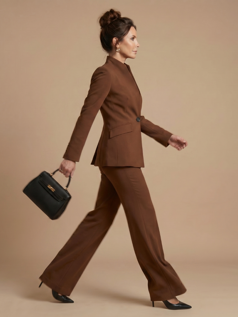 Delta | Elegant Tailored Suit with Structured Stand Collar