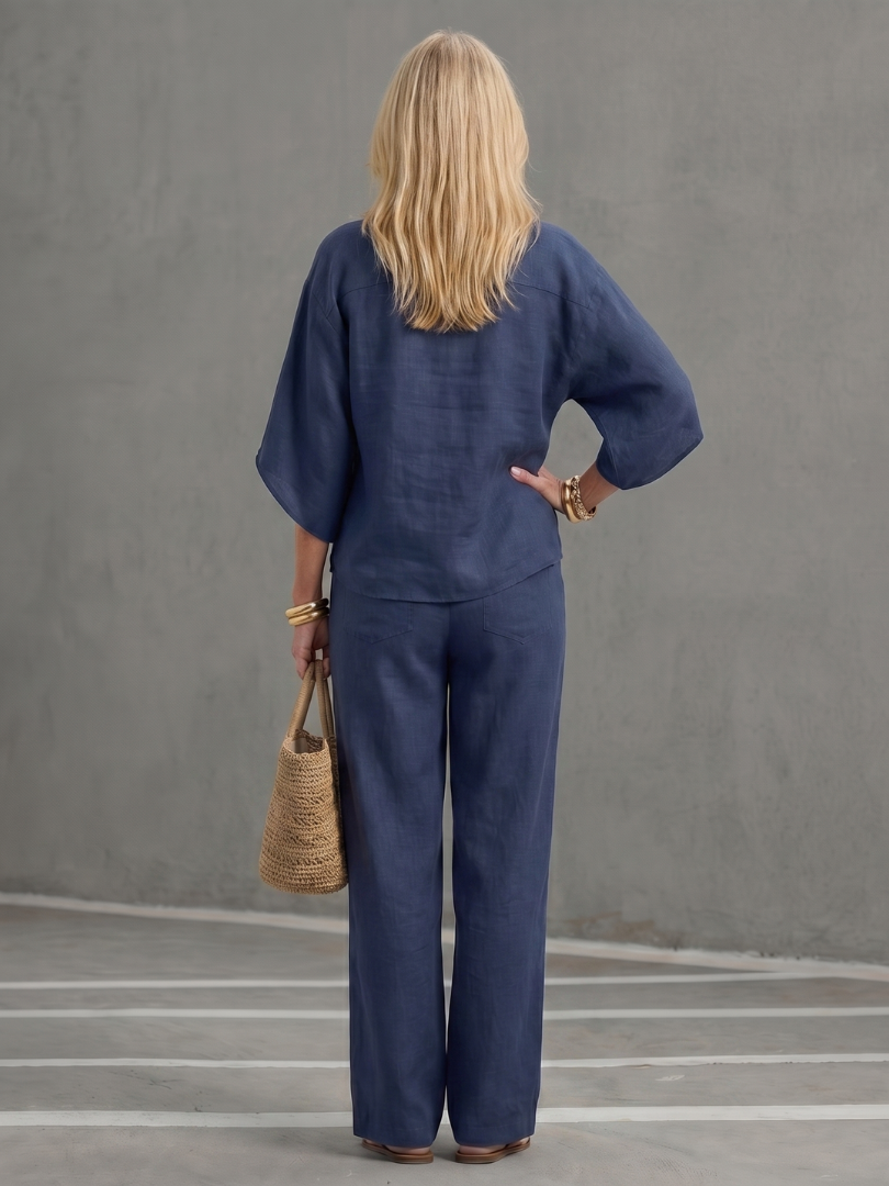 Amity | Elegant Button-Front Tunic and Trouser Ensemble