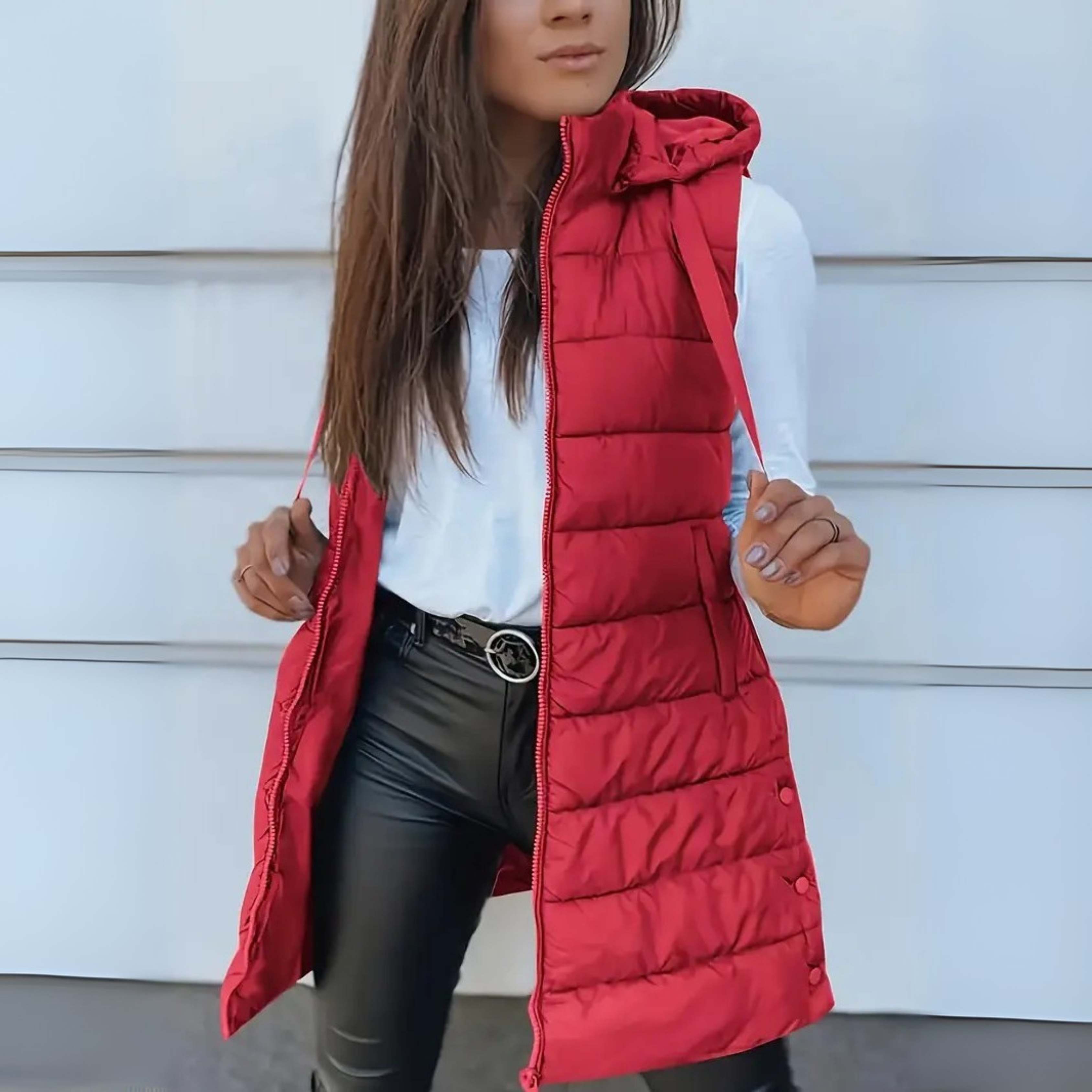 Vélin™ - Casual Sleeveless Hood Long Puffer Vest