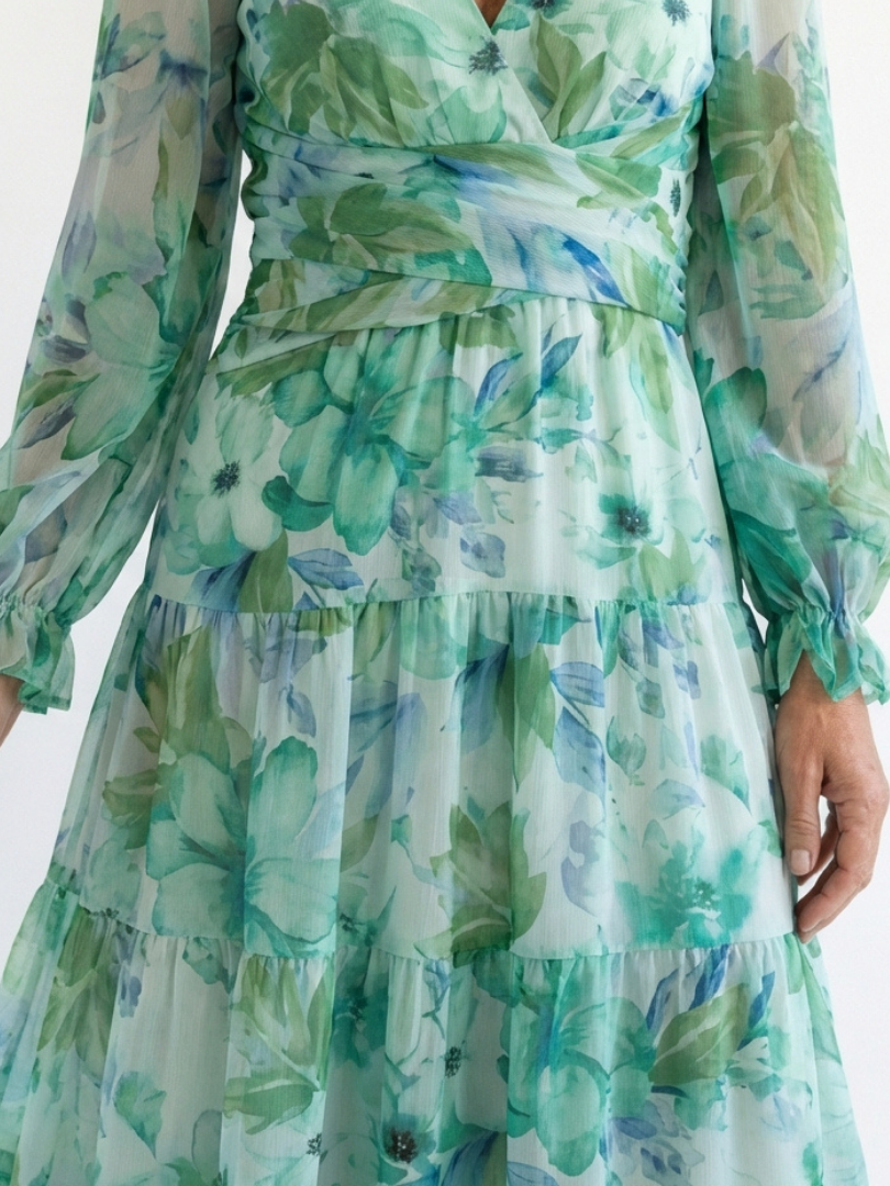 Althea | Elegant Floral Maxi Dress with Long Sleeves