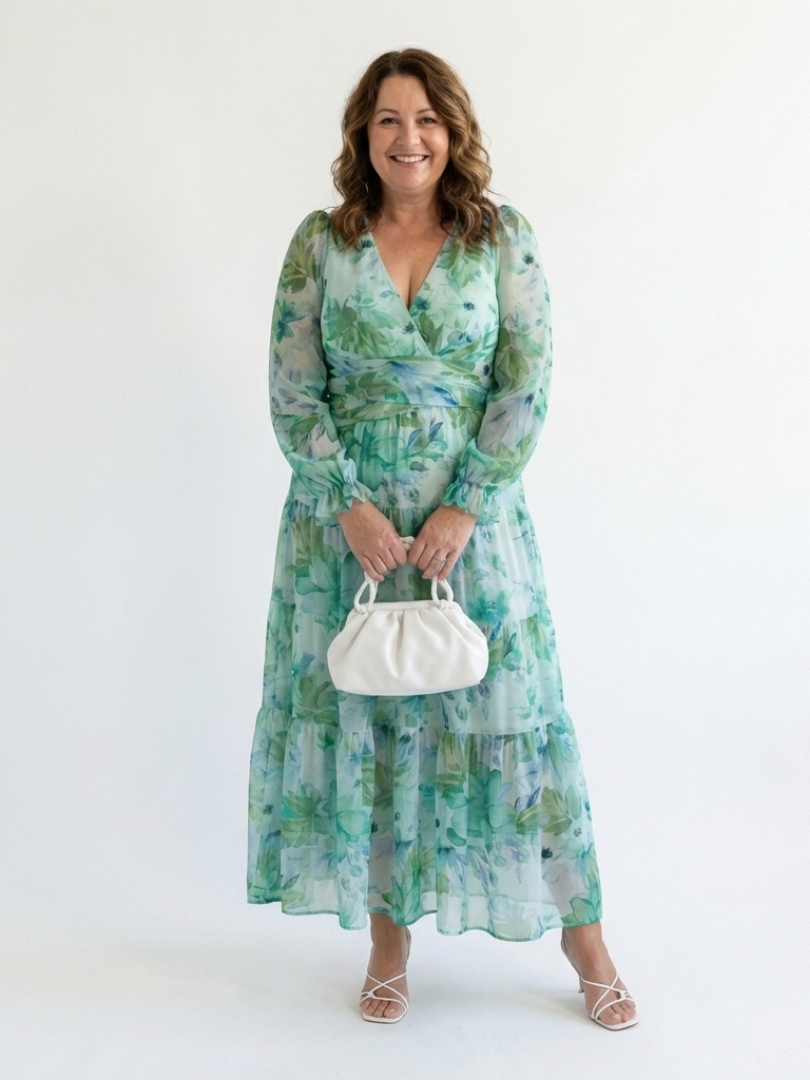 Althea | Elegant Floral Maxi Dress with Long Sleeves