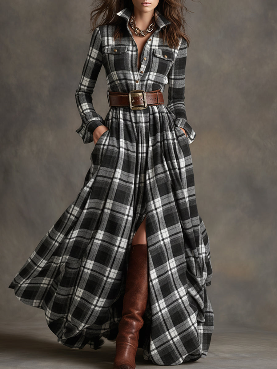 Giulietta – Plaid Maxi Shirt Dress